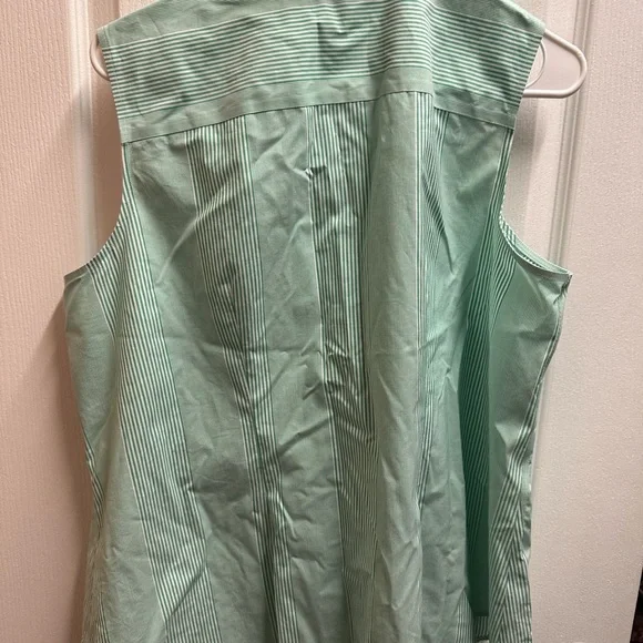 Talbots Light Green Striped Sleeveless Shirt size 16/ NWOT 956 - Picture 3 of 3